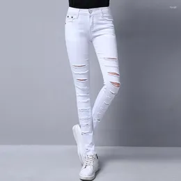 Women's Jeans Summer Ripped For Women Hole White Black Boyfriends Woman Skinny Stretch Casual Denim Pants Female