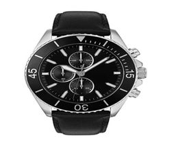 new model OCEAN EDITION Chrono Black Dial Leather Band Men039s Watch 15136972613901