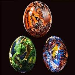 Crystal Transparent Resin Statue Dragon Egg Dinosaur Souvenir Craft Luminous Handmade s Home Decor Gift 240508