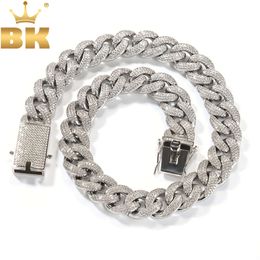 THE BLING KING Classical 18mm Miami Cuban Bracelet Necklace Micro Paved Out 5A Cubic Zirconia Twrist Link Chain Hiphop Jewellery