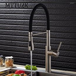 Kitchen Faucets Brushed Nickel Basin Sink Faucet Deck Mount Pull Out Dual Sprayer Nozzle Cold Mixer Water Taps Universal