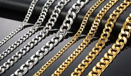 Stainless Steel Solid Choker Goldplated Cuba Link Chain Necklace Fashion Male Jewellery Hip Hop Accessories6039242