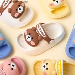 Slipper Born Baby Slippers Kids Shoes Summer Cute Animal Cartoon Bear Boys Girls Infant Child Comfortable Nonslip Sandals 240402 Q240409