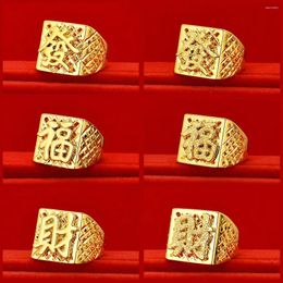 Cluster Rings Real 999 Gold Store With The Same Model Ring Large Men's Hair Blessing Wealth For Men Wedding Fine Jewellery