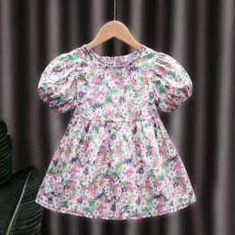 Girl's Dresses Princess Dress Kid Backless Flower Print Infant Outfit Wedding Costume Baby Girl Clothes Toddler Birthday Dress Children A1036