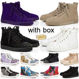 With Box mens womens casual Shoes famous high Spikes boots Sneakers Purple rivets Black white sliver pink grey Glitter Flat designer outdoor Loafers Platform Shoe