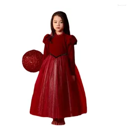 Girl Dresses Autumn Girls Princess Party For 3-11Yrs Long Sleeve Winter Xmas Casual Clothing Birthday Wedding Gown Dress CC085