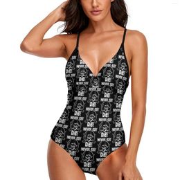 Women's Swimwear Goonies Skull Swimsuit Sexy Never Say Die One Piece Female Push Up Swimsuits Classic Bathing Suits Sling Beach Outfits