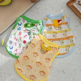 Full Printed Letter Pet Vest Traction Dog Clothes Puppy Summer Breathable Pullover Teddy Thin Two Legs Apparel 240429