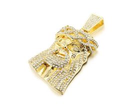 Pendants Black Badge Huge Jesus Hip Hop Pendant Men Paved Full Shining Crystal Head Face GoldSilver Charm Necklace Jewelry7881204