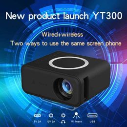 Projectors YT300 new home projector wireless and wireless connection to mobile phones portable mini outdoor style built-in voice J240509