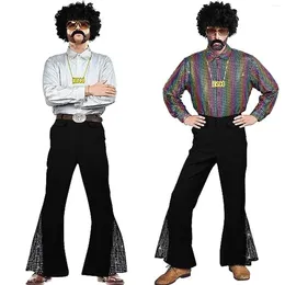 Men's Pants Bell-bottom Flared Trousers Retro Disco Hem Sequin For Men 60s 70s Vintage Costume Halloween Carnival