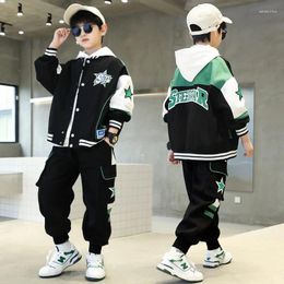 Clothing Sets Children's Spring Autumn Boy Sportswear Fashion Teen Clothes Baseball Jacket Pants 2Pcs Casual Tracksuit