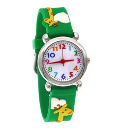 Baby 3D Cartoon Kids Birthday Gift Boy Girls Animal Watches Silicone Strap Children Study Time Kids Watches Girls Boys 240506