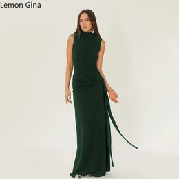 Casual Dresses Lemon Gina Women Long Sleeve Tie Up Waist Ruched Birthday Bodycon Midi Maxi Dress 2024 Autumn Evening Sexy Party