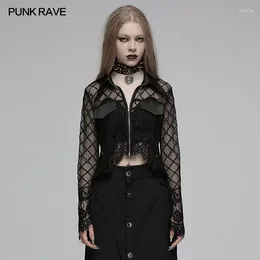 Women's Blouses PUNK RAVE Gothic Pointed Hem Stand Collar Flared Sleeves Lace Cardigan Daily Dark Casual Tops Women Clothes Shirt