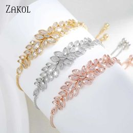 Wedding Bracelets Fashion Cubic Zirconia Adjustable Bracelets for Women Exquisite Leaf Wedding Jewelry Gifts BP2096