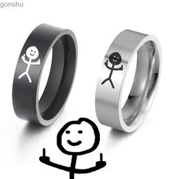 Couple Rings Dreamtimes Simple Trend Fun Middle Finger Sticker Paper Man Ring Hip Hop Fuxk You Graffiti Ring Mens Couple Party New Gift Jewellery WX