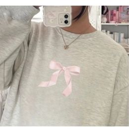Trendy Sweatshirt Coquette Y2K Ballerina Pullover Aesthetic Pink Bow Ribbon Sweatshirts Gift For Her Cute Feminine Shirt Tees 240509