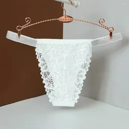 Women's Panties Transparent Lace Flower Breathable Cotton Crotch Crystal Mesh Briefs Low Waist Female Underwear Rhinestone Thong Gifts