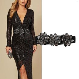 Belts Thin Knotted For Women Fashion Crystal Beaded Elastic Wide Daily Travel Vestido Elegante Feminino Luxo