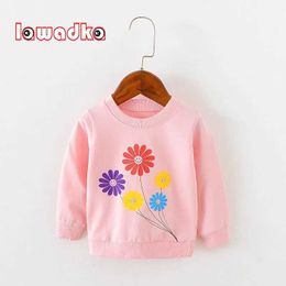 T-shirts Lawadka 9-24M Long sleeved Top Autumn Clothing Baby Boys and Girls Sweatshirt Flower Pattern Childrens T-shirtL240509