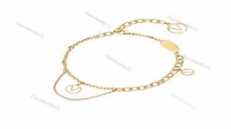 Four Leaf Clover Bangles Chic Letter Charm Bracelets Retro Hollow Pendant Necklace Fashion Gold Bracelet Necklaces5057730