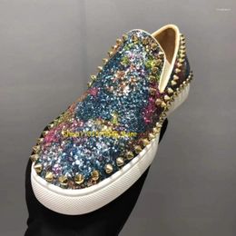 Casual Shoes Low Top Men's And Women's With Glitter Rivet Board One Footed Couple's Trendy