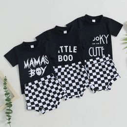 Clothing Sets Pudcoco Infant Born Baby Boys Shorts Set Short Sleeve Letters Print T-shirt With Elastic Waist Plaid Halloween Clothes