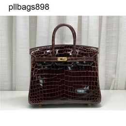 Cowhide Handbag Brkns Genuine Leather High gloss Crocodile Skin Bright Face Belly 25 High Luxury with2IL06L9W