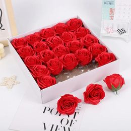 Decorative Flowers 25Pcs Red Rose Fake Wedding Decoration Flower Soap Artificiais For Valentine's Mothers Day Home Decorate