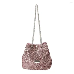 Drawstring Sequin Chain Crossbody Bag Breathable Women Composite Shoulder Durable Scratch Resistant Female Leisure Lady Daily