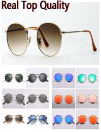 fashion sunglasses round metal real UV glass lenses sunglasses come with original leather case cloth box accessories barc3957444