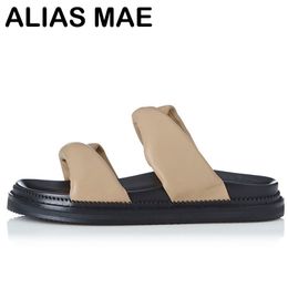 ALIAS MAE Black women's leather sandals Summer walking Dress Shoes Casual Fashion platform Comfort Girls Adult Jelly shoes Beach work flip-flops