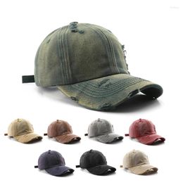 Ball Caps Japanese Retro Women Spring Autumn Washed Holes Solid Colour Light Board Baseball Cap Outdoor Men's Travel Sun