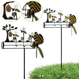 Garden Decorations Lovely Bee Whirligig Wind Spinner 3D Powered Kinetic Sculpture Windmill Toy For Yard Lawn Decoration
