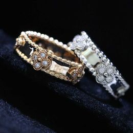Fashion stands for high quality rings couples Silver Clover Ring Women 18k Wide and Narrow with common vanly