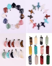 Fashion Jewellery Natural Stone Agate Moon Light Cross Love Pentagram Snail Shell Apple Triangle Water Drop Hexagram Pendant Necklac5273035