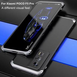 Pouches Aluminum Metal Armor Case For Xiaomi POCO F5 Pro Fall Protection Hard Plastic PC Cover For Xiaomi POCO F4 F3 M4 M3 F2 Pro X3GT