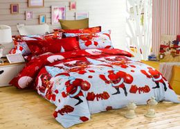 Christmas Beddings Sets Santa Claus Deer 4pcsSet Xmas Quilt Covers Bed Sheet Pillowcase Set Multi Colours Polyester Home Bedding B7184782