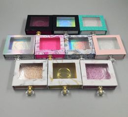 Crystal Handle Square Lash Box False Eyelash Packaging Box Fake 3D Mink lashes Boxes Empty Diamond Magnetic Case RRA32875245671