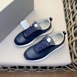 Famous Men Casual Shoes Runners With Monili Sports Shoes Italy Popular Elastic Band Low Top Blue Leather Splicing Designer Outdoor Fitness Athletic Shoes Box EU 38-44