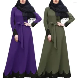 Ethnic Clothing Muslim Women Long Sleeve Abaya Maxi Dress Kaftan Arab Islam Dubai Cocktail Robe Elegant Lace Patchwork Gown Party Fashion