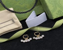 Rhinestone Fan Shaped Charm Earrings Double Ways Diamond Studs Women Crystal Dangler Multiple Wear With Gift Box For Party Anniver1849125