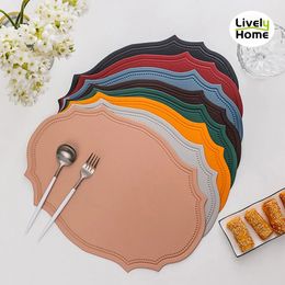 Leather Placemat Dining Table Mat er Individual Tablecloth Dish Cup Plate Tableware Pad Modern Nordic Kitchen Accessories 240508