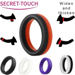 Other Health Beauty Items Male Lock Sense Penis Rings Wide Thicken Chasty Device Cock Ring Delay Ejaculation for Couple Masturbator Adult Q240508
