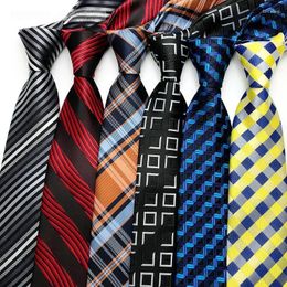 Bow Ties Luxury 8CM Mens Tie Necktie Stripes Plaid & Cheques For Man Groom Jacquard Woven Ascot Formal Business Party Accessories