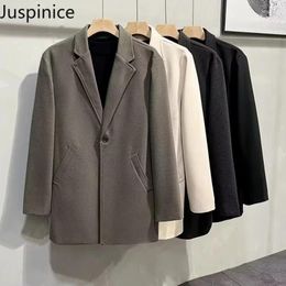 Men's Suits Autumn Winter Woollen Thickened Jacket Fashion Loose Casual High Street Business Blazers Men Tops Overcoat Male Clothes