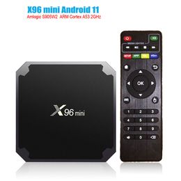 スマートテレビボックスX96ミニアンドロイド11 S905W2クワッドコア付きWIFI 2.4GHz 1G+8G/2+16GメディアプレーヤーEU US UK AUプラグ