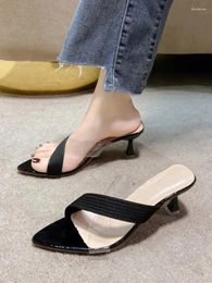 Slippers Transparent High Heel Sandals For Women's 2024 Summer Crystal Slim Pointed Open Toe Roman Large